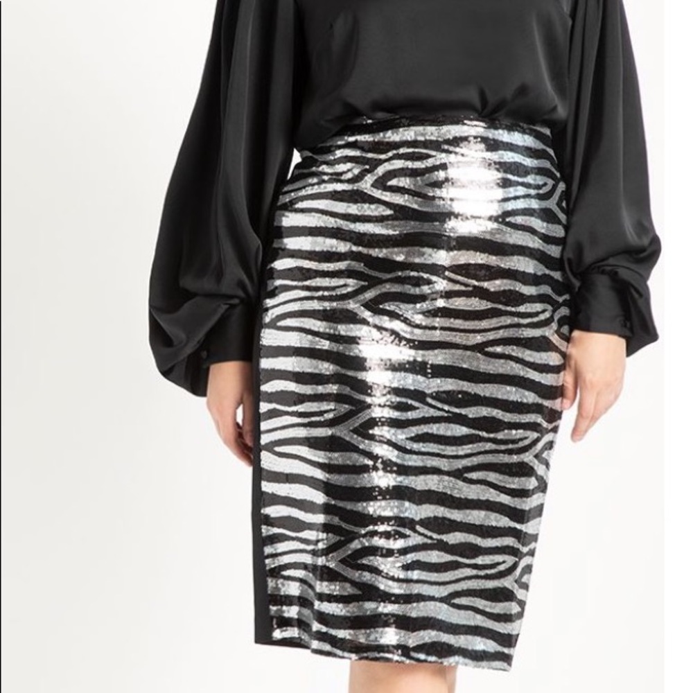 Zebra Sequined Pencil Skirt